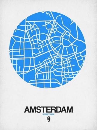 Framed Amsterdam Street Map Blue Print