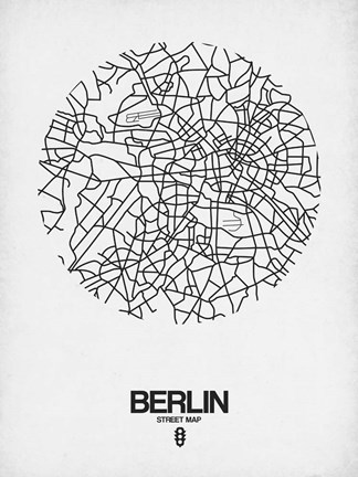 Framed Berlin Street Map White Print