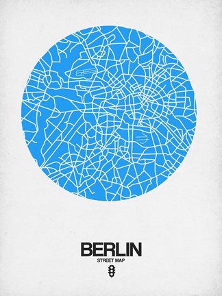 Framed Berlin Street Map Blue Print