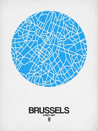Framed Brussels Street Map Blue Print