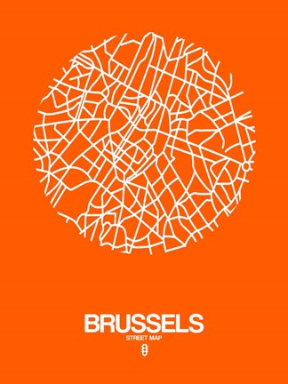 Framed Brussels Street Map Orange Print