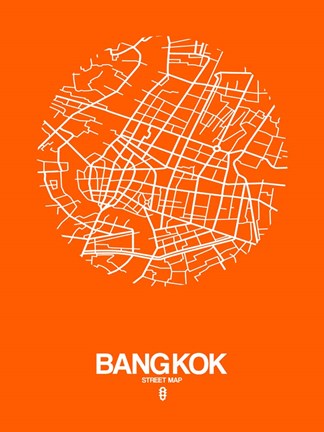 Framed Bangkok Street Map Orange Print