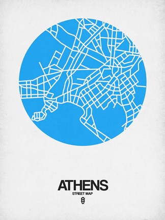 Framed Athens Street Map Blue Print