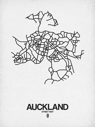 Framed Auckland Street Map White Print