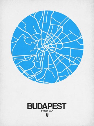 Framed Budapest Street Map Blue Print