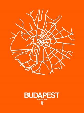 Framed Budapest Street Map Orange Print