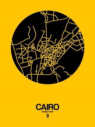 Framed Cairo Street Map Yellow Print