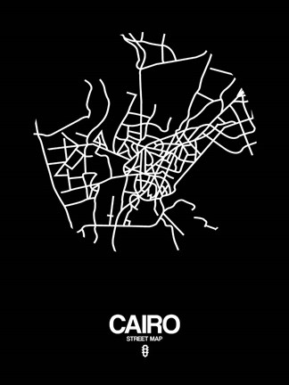 Framed Cairo Street Map Black Print