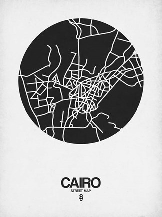 Framed Cairo Street Map Black on White Print