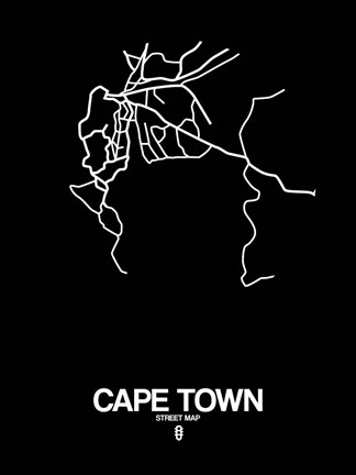 Framed Cape Town Street Map Black Print
