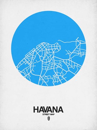 Framed Havana Street Map Blue Print