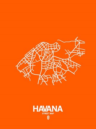 Framed Havana Street Map Orange Print