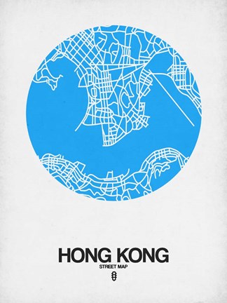 Framed Hong Kong Street Map Blue Print