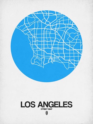 Framed Los Angeles Street Map Blue Print