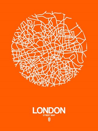 Framed London Street Map Orange Print