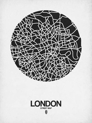 Framed London Street Map Black on White Print