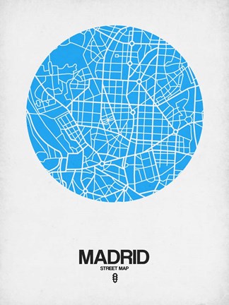 Framed Madrid Street Map Blue Print