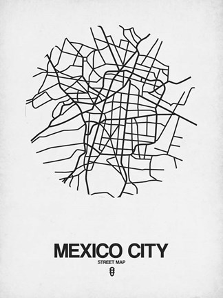 Framed Mexico City Street Map White Print