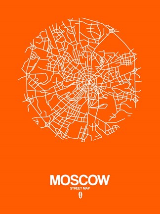 Framed Moscow Street Map Orange Print