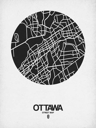 Framed Ottawa Street Map Black on White Print
