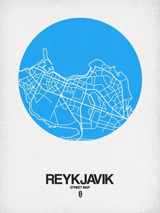 Framed Reykjavik Street Map Blue Print