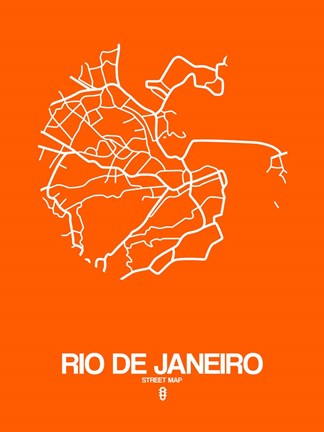 Framed Rio de Janeiro Street Map Orange Print