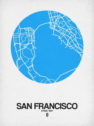 Framed San Francisco Street Map Blue Print
