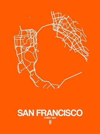 Framed San Francisco Street Map Orange Print