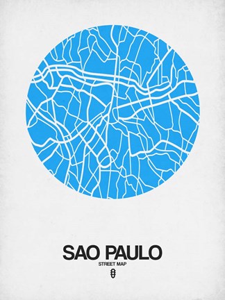 Framed Sao Paulo Street Map Blue Print