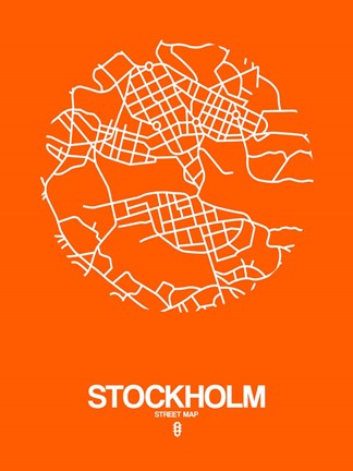 Framed Stockholm Street Map Orange Print