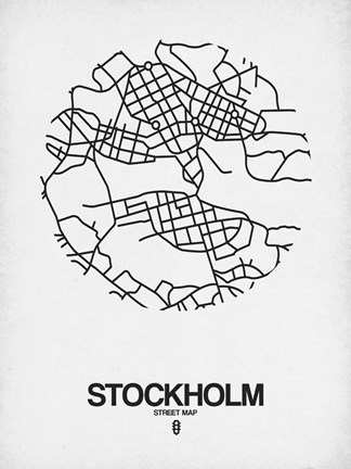 Framed Stockholm Street Map White Print