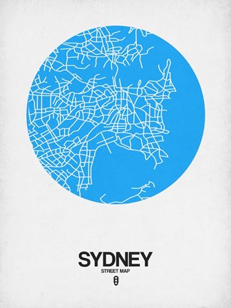 Framed Sydney Street Map Blue Print