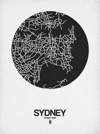 Framed Sydney Street Map Black on White Print