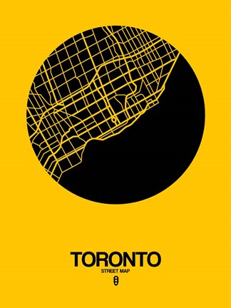 Framed Toronto Street Map Yellow Print