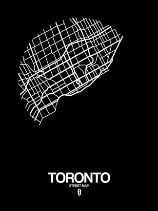 Framed Toronto Street Map Black Print