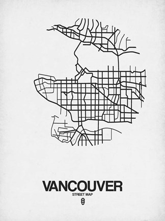 Framed Vancouver Street Map White Print