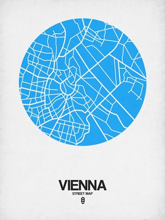 Framed Vienna Street Map Blue Print