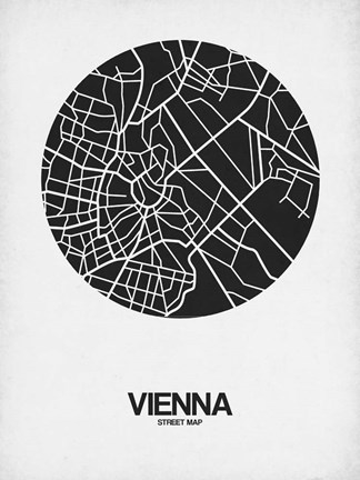 Framed Vienna Street Map Black on White Print