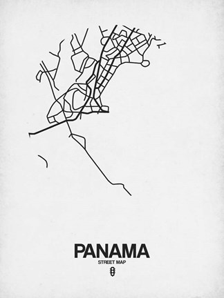 Framed Panama Street Map White Print