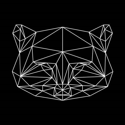 Framed Black Raccoon Polygon Print