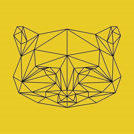 Framed Yellow Raccoon Polygon Print
