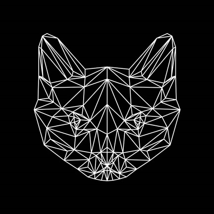 Framed Black Cat Polygon Print