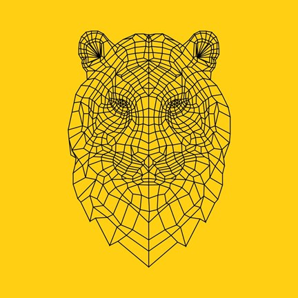 Framed Tiger Head Yellow Mesh Print