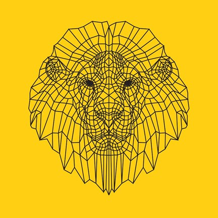Framed Lion Head Yellow Mesh Print