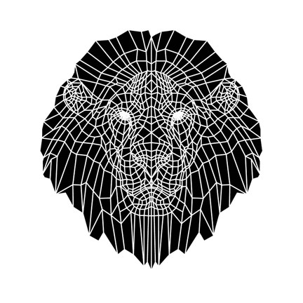 Framed Lion Head Black Mesh 2 Print