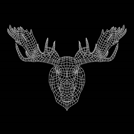 Framed Moose Head Black Mesh Print