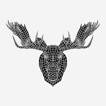 Framed Moose Head Mesh Print