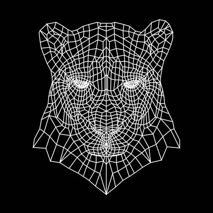 Framed Panther Head Black Mesh Print