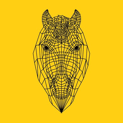 Framed Horse Head Yellow Mesh Print