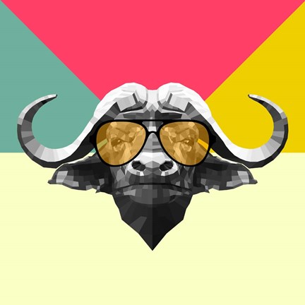 Framed Party Buffalo in Glasses Print